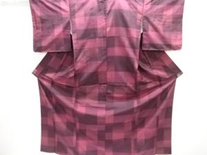 未使用品　格子織り出し手織り紬着物アンサンブル